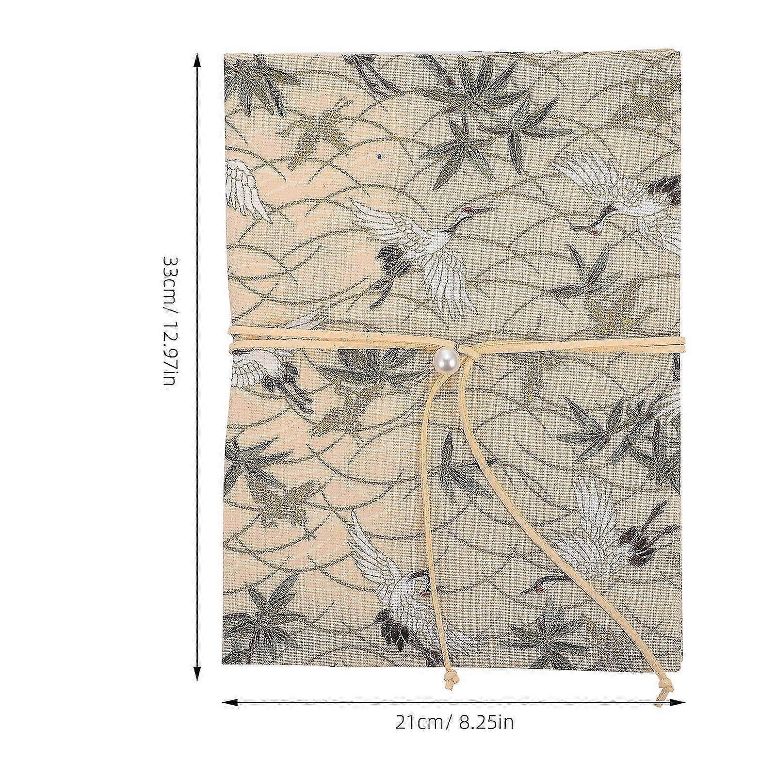 Cloth Book Cover Crane Pattern Adjustable Book Protector 1Pcs