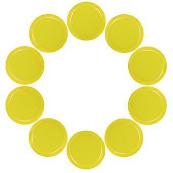 Air Hockey Pucks, Plastic Durable Yellow, Smooth Sliding, Compatible with Air Hockey Tables, For Home Game Rooms, Bars, Indoor Parties, 10 Pack