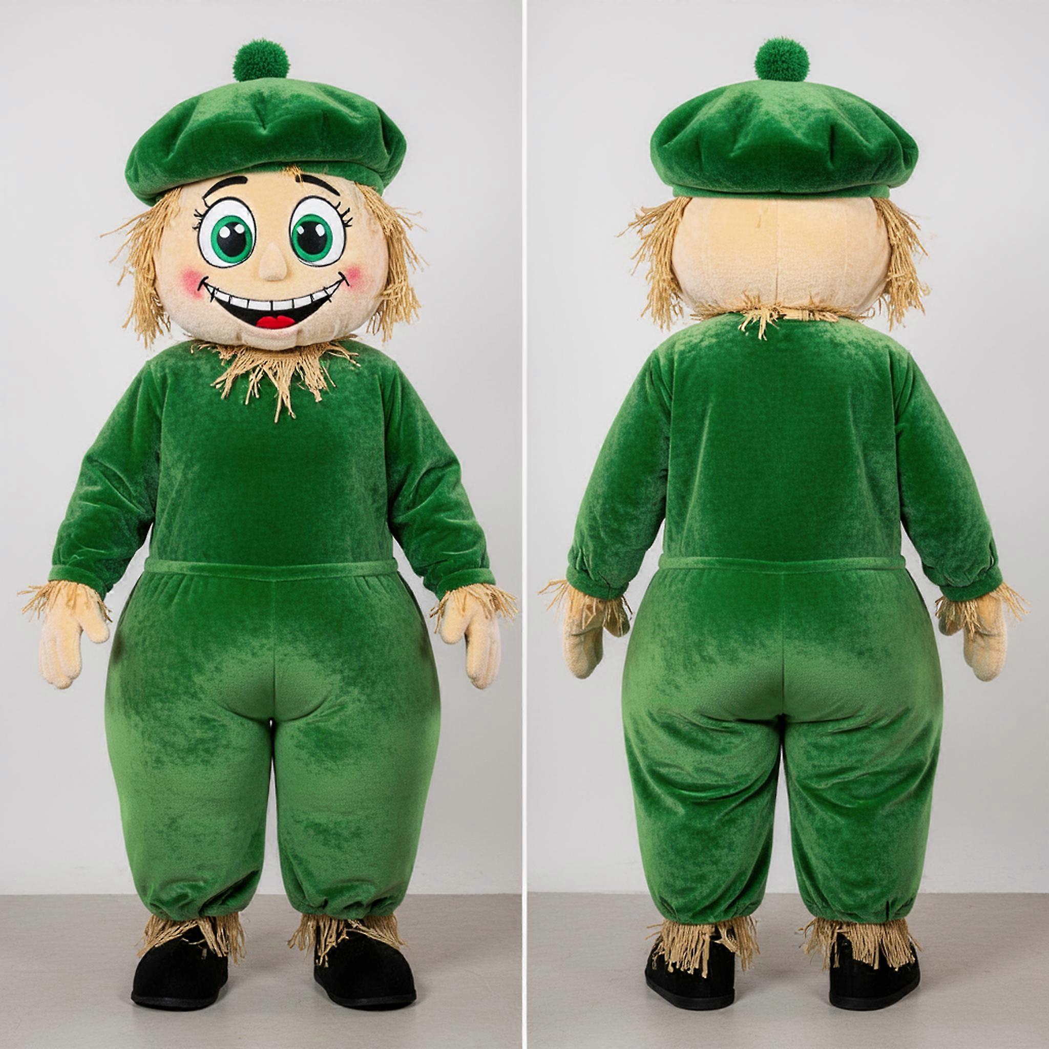 MASTICOT Vibrant Green Playful Scarecrow Mascot