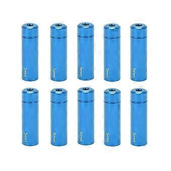 RISK 10PCS 5mm Fahrrad Bremskabelkappe Endspitzen Aluminiumlegierung Endkappen für MTB Rennrad Blau YMQX)
