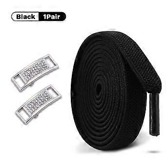 1Pair Elastic Laces Sneakers No Tie Shoe laces Diamond Lock Shoelaces Without ties Kids Adult 0.8cm Flat Shoelace for Shoes