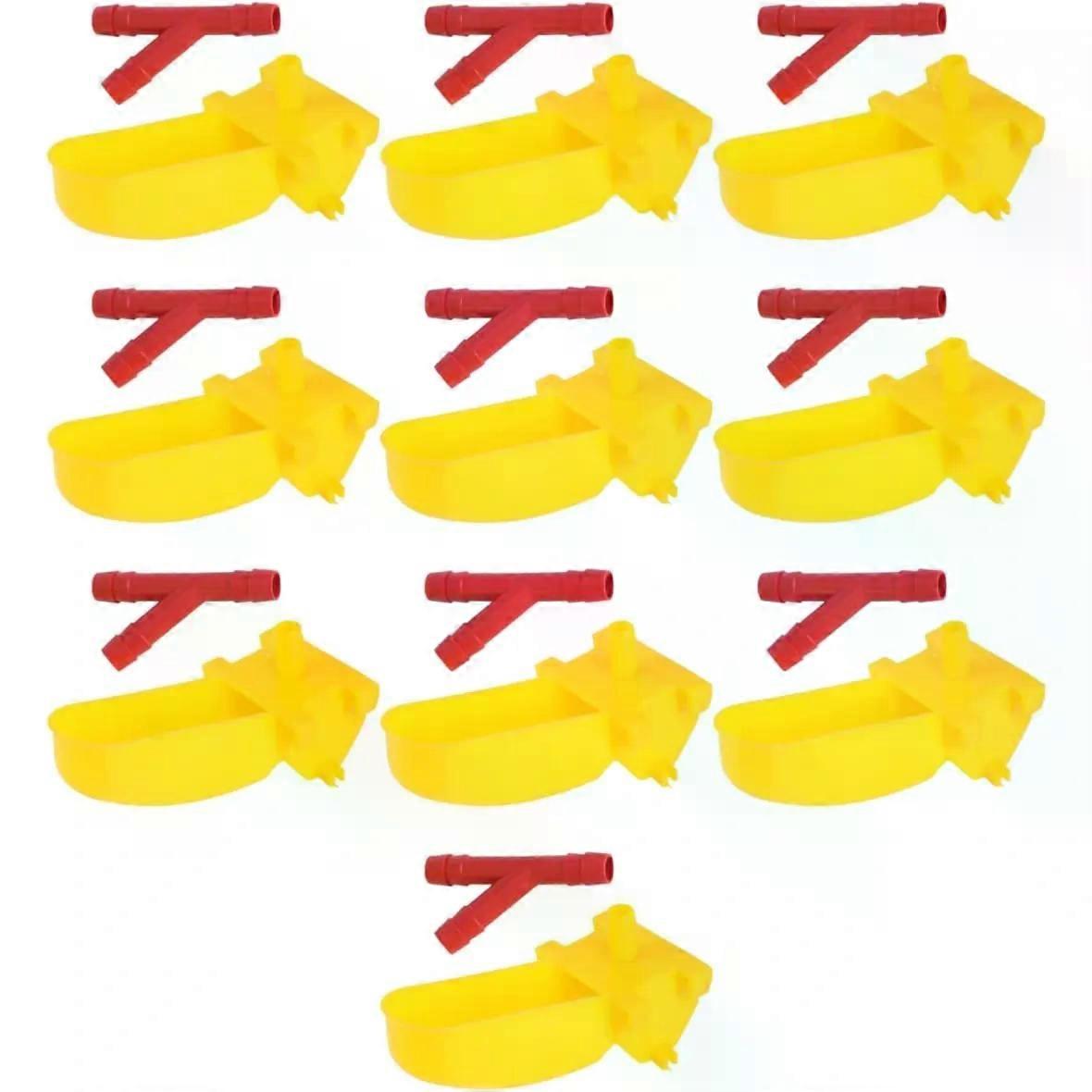 Poultry Waterer Cups, 10 Sets Plastic Yellow, Easy Mounting