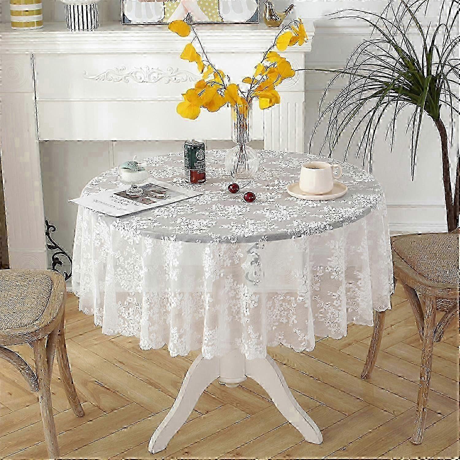 Scalloped Floral Polyester Tablecloth