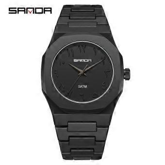 SANDA 9091 Arabic Numerals Dial Men's Quartz Watch Multi-Color Option ABS Steel Strap Casual Business Elegant Timepieces Gifts