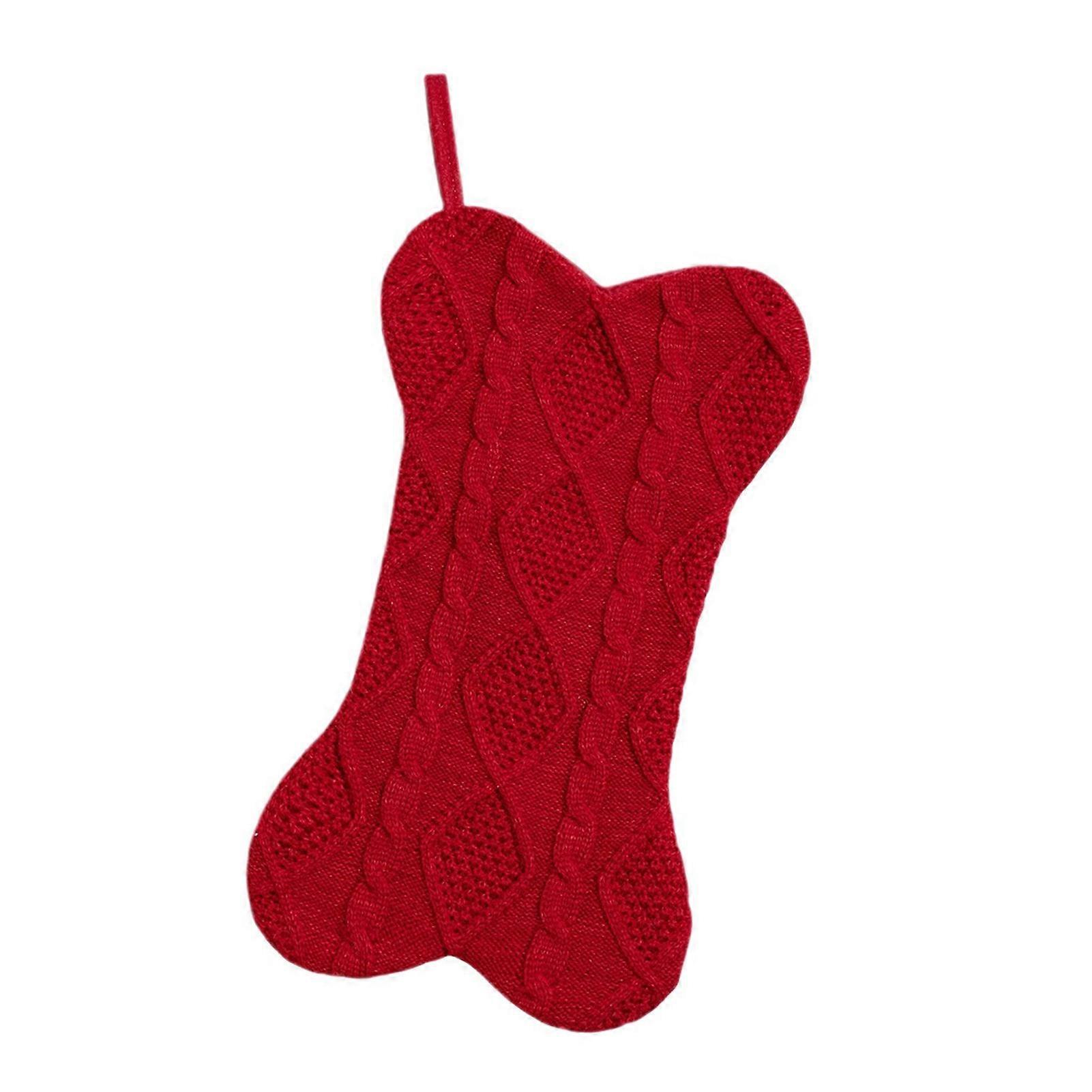 Cable Knit Bone Shaped Christmas Stocking