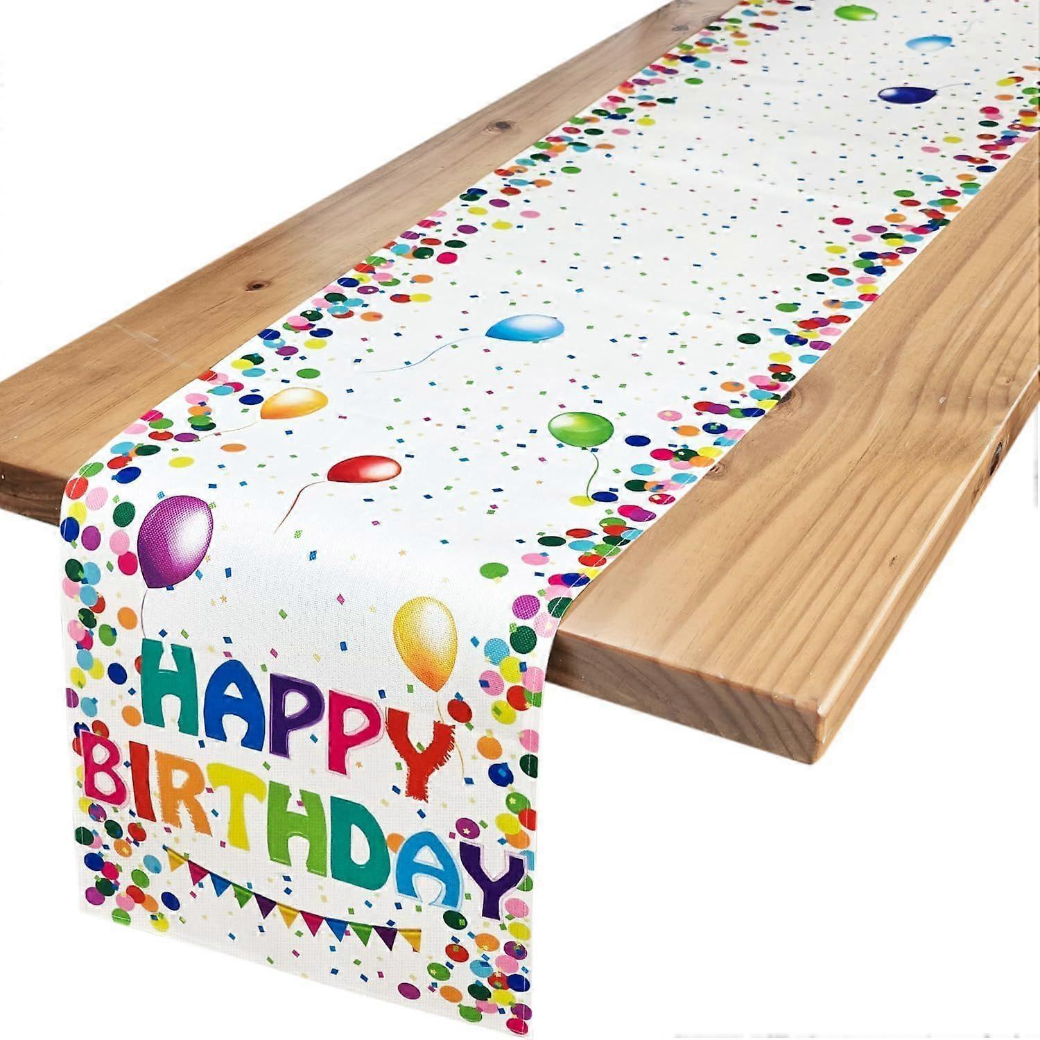 Happy Birthday Linen Table Runner