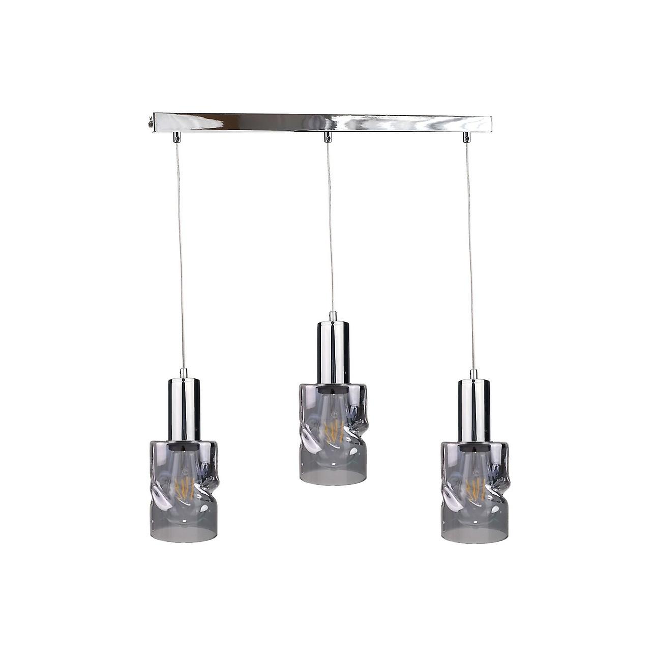 Cross Bar Pendant Ceiling Light Dark Silver, 60cm, 3x E27
