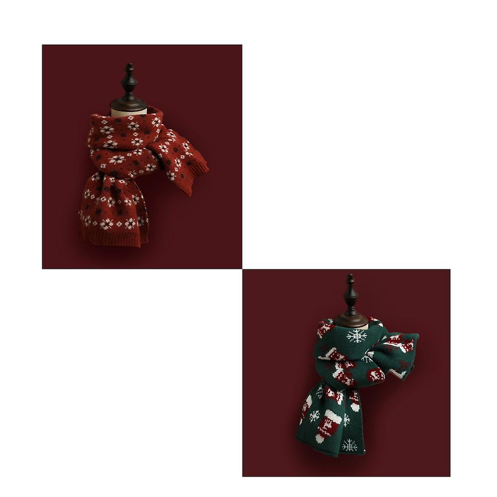 2pcs Versatile Christmas Scarf Knitted Wool Warm Scarf B Pxcl