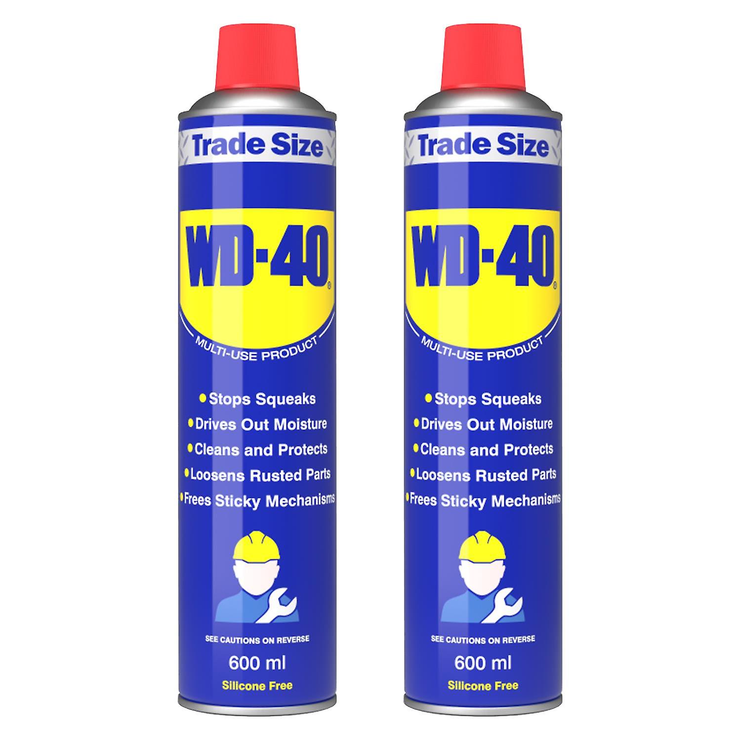 WD-40 Multi-Use Lubricant Original Aerosol 600ml x2, Stops Rust