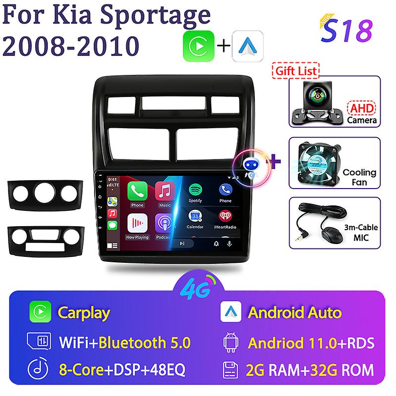 Ninesun Autoradio pour Sportage 2 2007 2008 2009 Lecteur multimédia 2 Din Android 11 Carplay Auto St