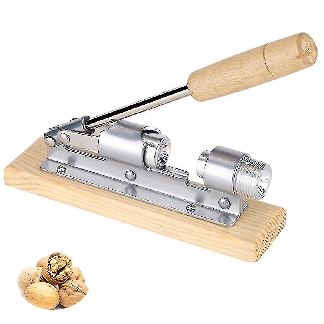 Heavy Duty Nutcracker Pecan Nut Cracker Walnut Plier Opener Tool Desktop Wood Base & Handle Adjustab