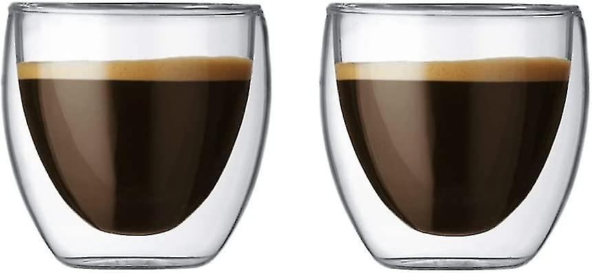 玻璃咖啡杯,双层隔热保温杯茶/咖啡/拿铁/卡普奇诺/咖啡/牛奶水杯(250ml/8.5oz)