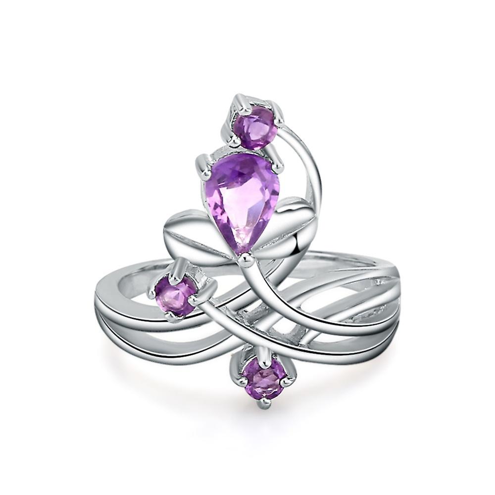 925 Sterling Silver Natural Amethyst Ring