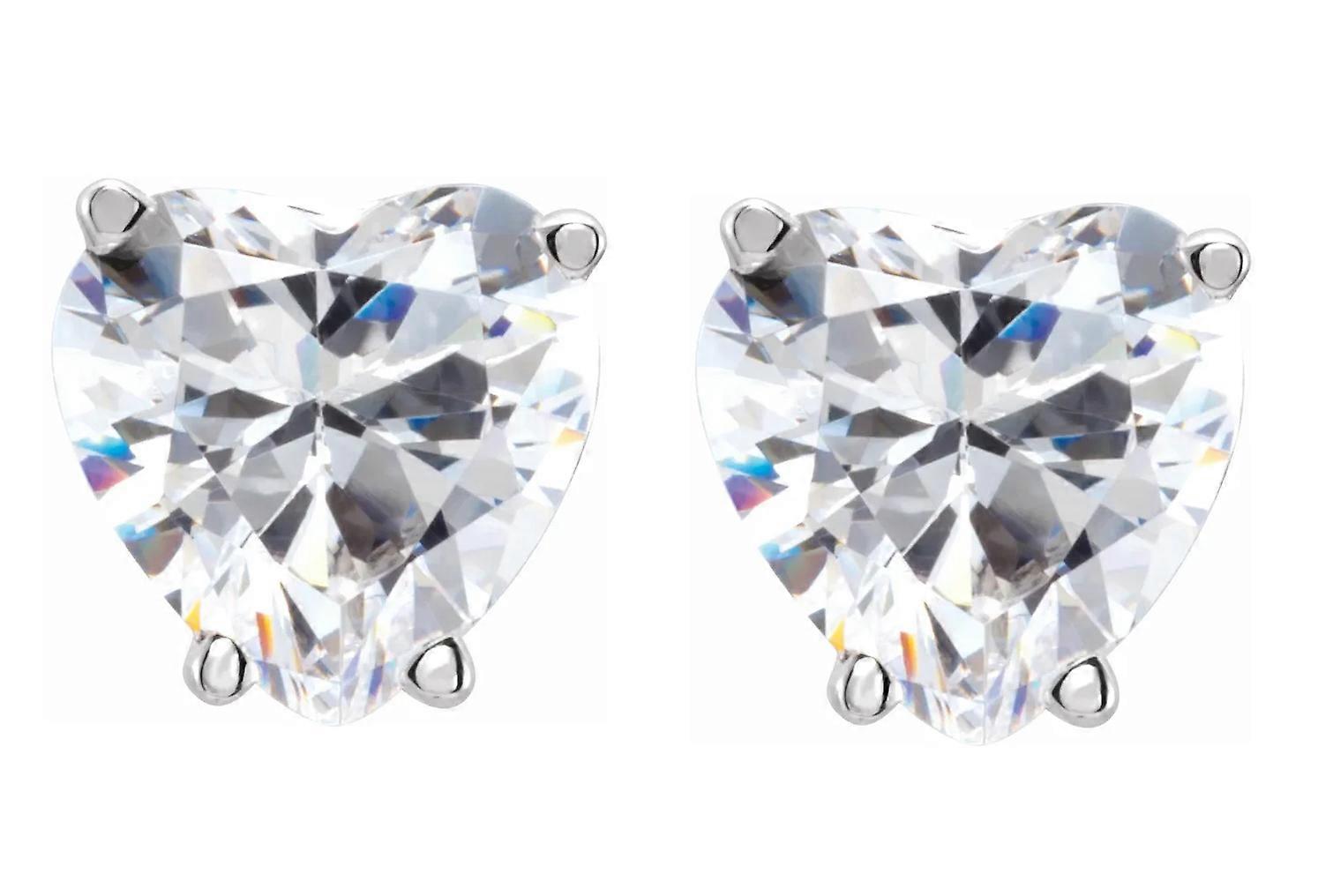 Heart Diamond Stud Earrings 14k White Gold (1.41 Ct,F Color,SI2 Clarity)