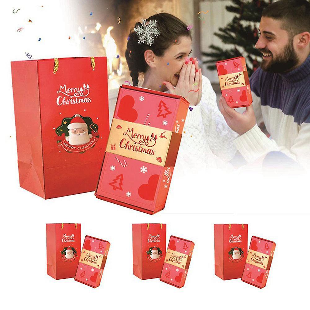 Merry Christmas Surprise Box Festive Gift Box, Creativity Folding Bouncing Red Envelope Gift Box, Exploding Gift Pop Up Surprise Box For Gifts
