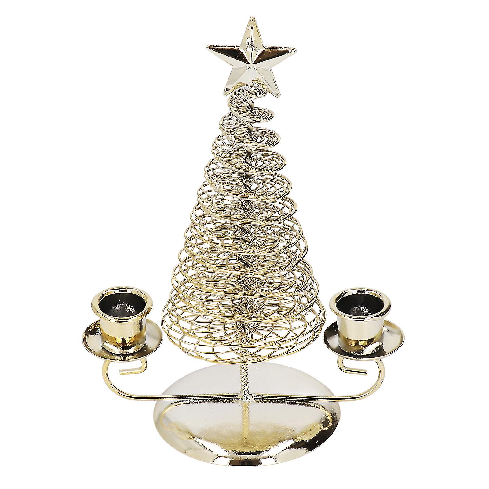 Candle Holder Decoration European Metal Christmas Tree Shape Wax Candle Holder Home Decoration Doubl