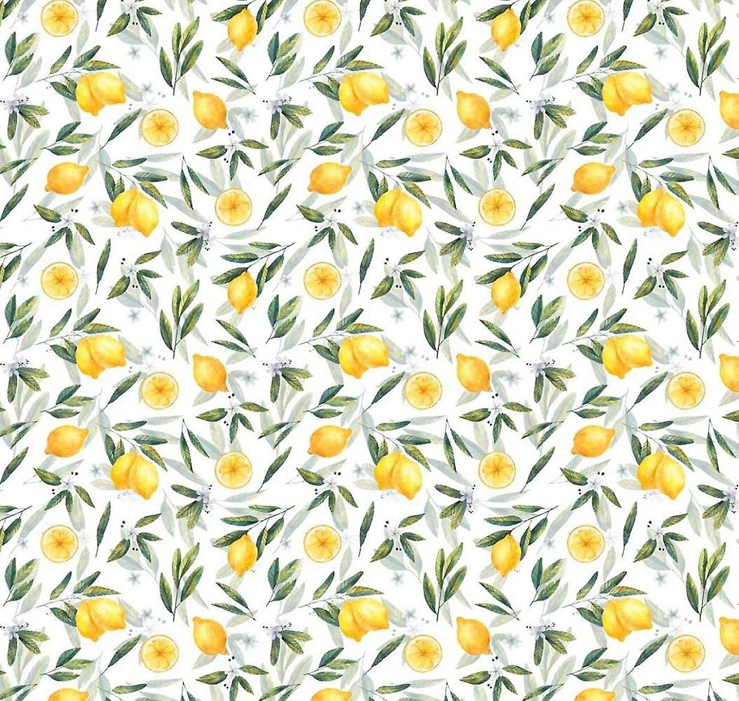 Dolls House White & Lemon Tree Bayleaf Miniature Print Wallpaper 1:12 Scale
