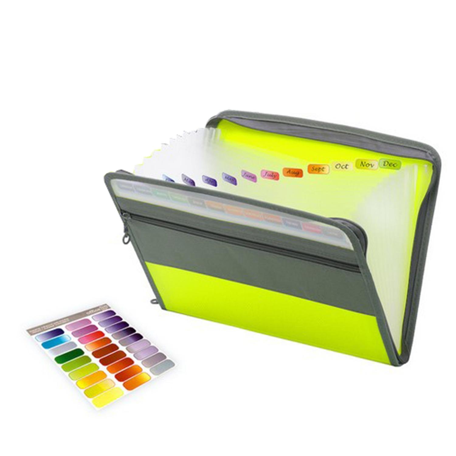File Folder Multi-Layers with Pocket Index Design Item Storage Plastic A4 Size Document File Folder 