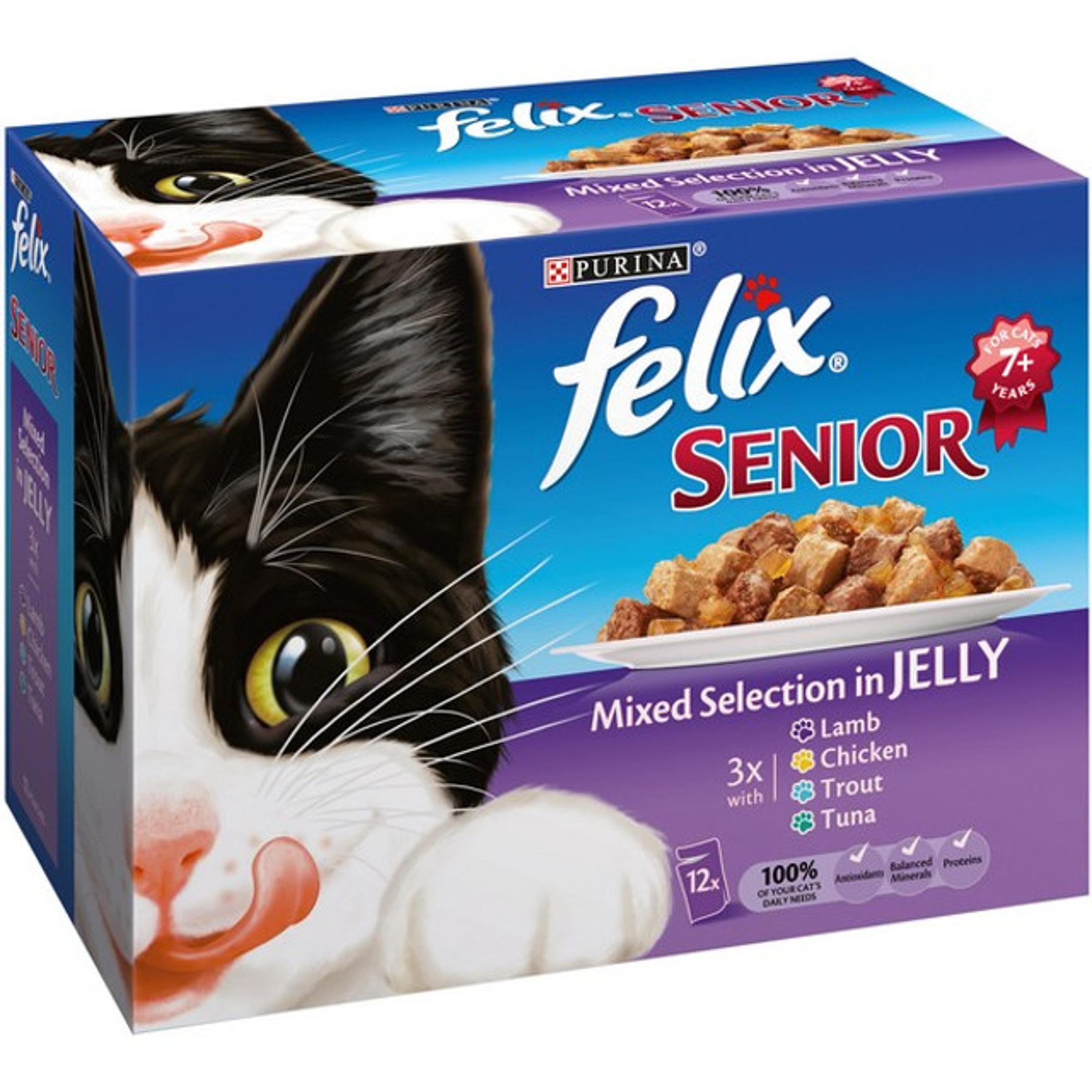 Felix Cat Food Senior Lamb Chicken Tuna Trout 12Pack 4 x 100g