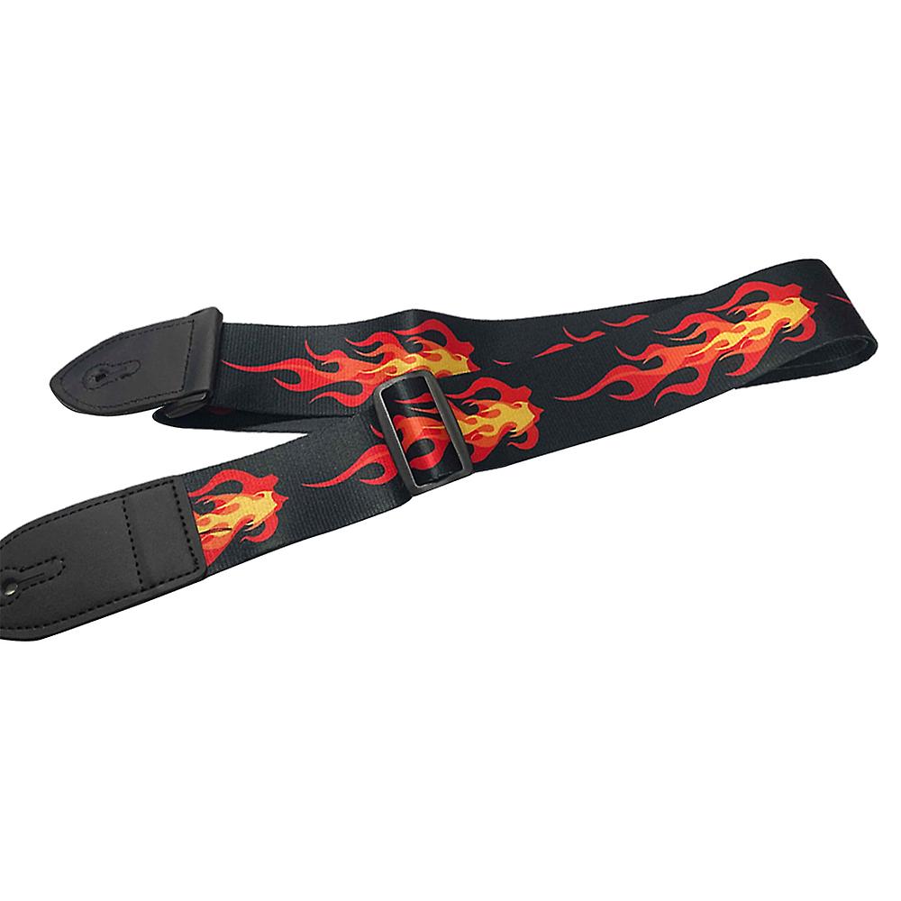 PU läder gitarrrem justerbart bälte Lightning Flame Mönster för bas Folk Akustisk gitarr Ny