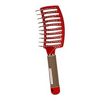 Row Vented Hairbrush with Ball Tipped Brush Curved Vented Detangling Massage Styling Hair Comb for Men and Women Red