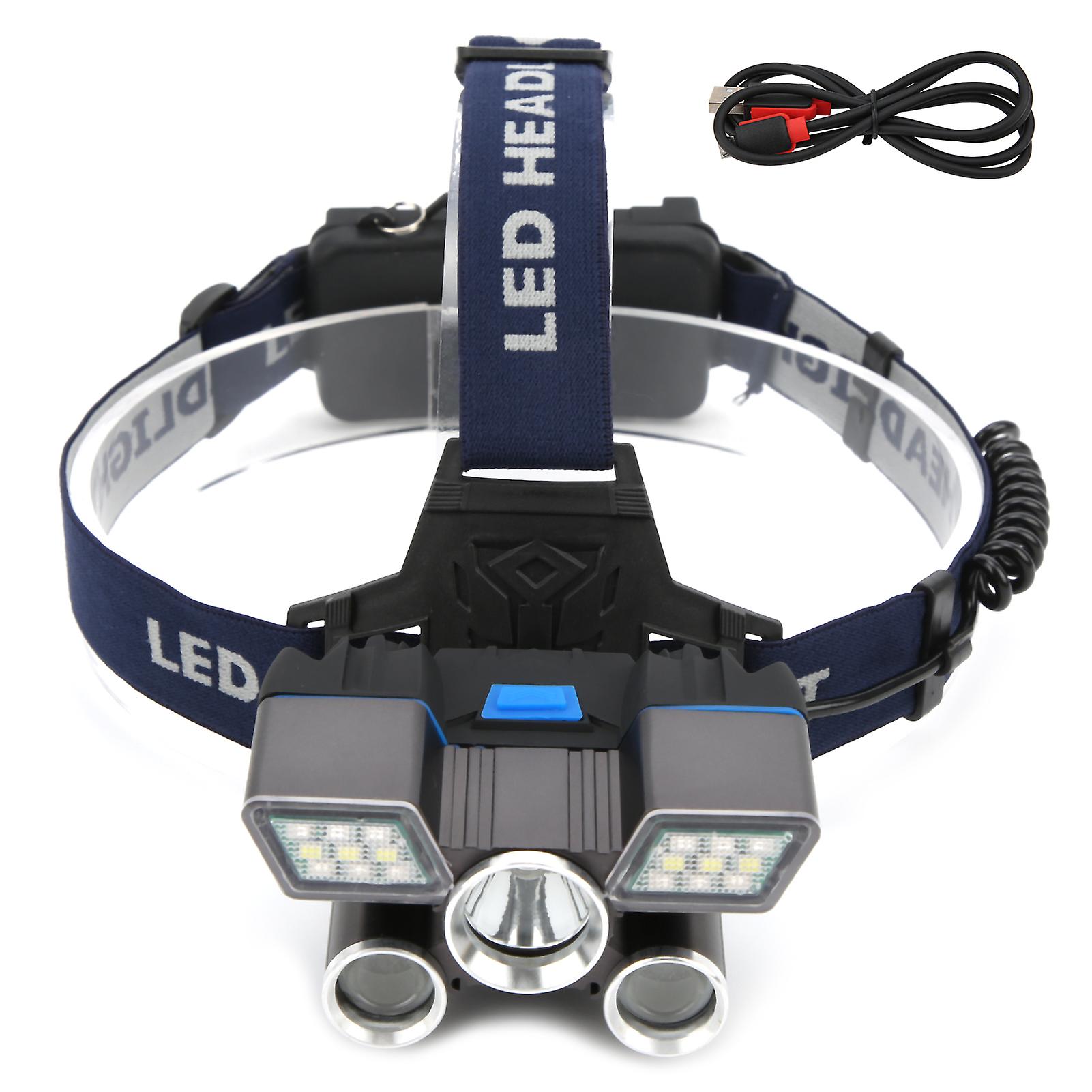 Outdoor LED Headlamp USB Rechargeable Adjustable Headband Flashlight for Camping