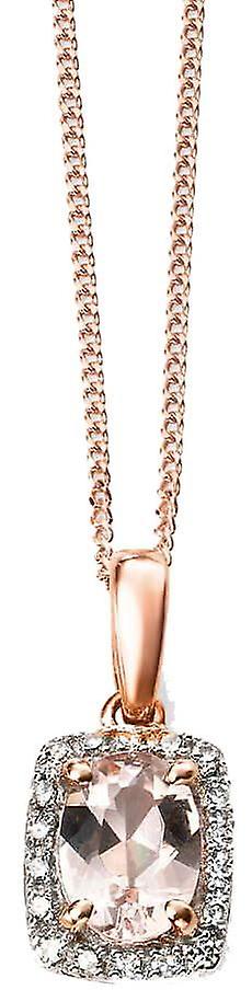 Elements Gold Morganite and Diamond Pendant - Rose Gold/Pink