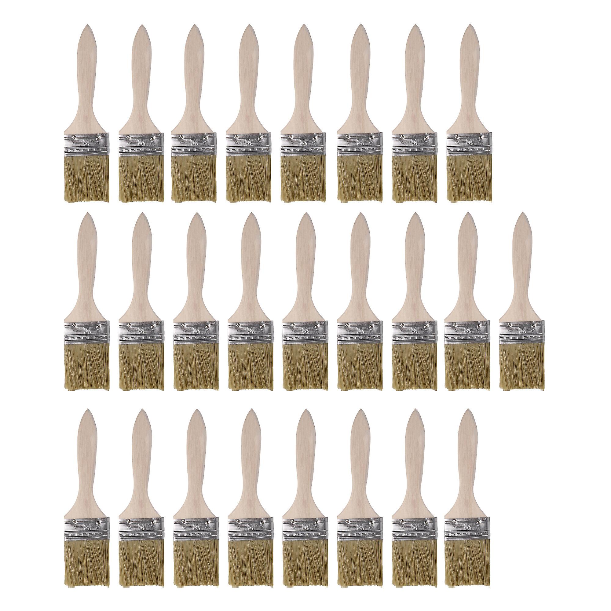 25 Pcs Stain Varnish Brush Tool w/ Thin Wood Handle for DIY Graffiti 2 Inch
