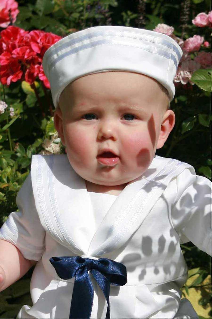 White Sailorhat For Our Sailorsuit - Baptism Bonnet - Grace Of Sweden V.v.
