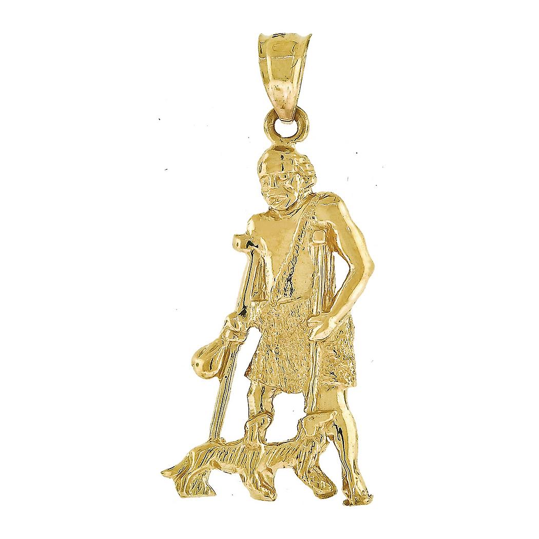 10k Gold Mens Saint Lazarus Height 32.9mm X Width 15.1mm Religious Charm Pendant Necklace for Men