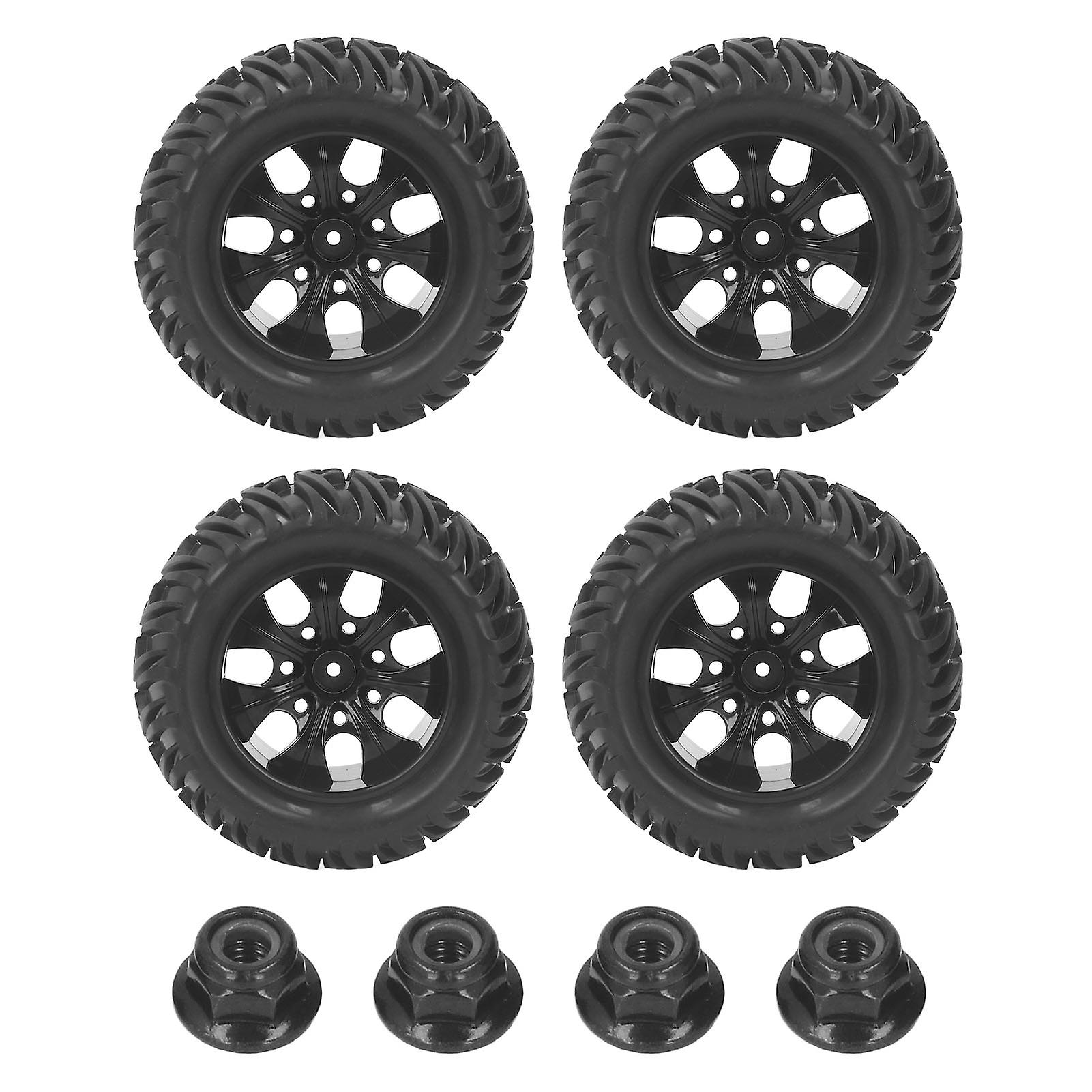 4Pcs 1/10 Off Road RC Reifen Gummireifen Kunststoffnabe Y Muster 7 Löcher RC SUV Räder mit M4 Muttern für Hsp