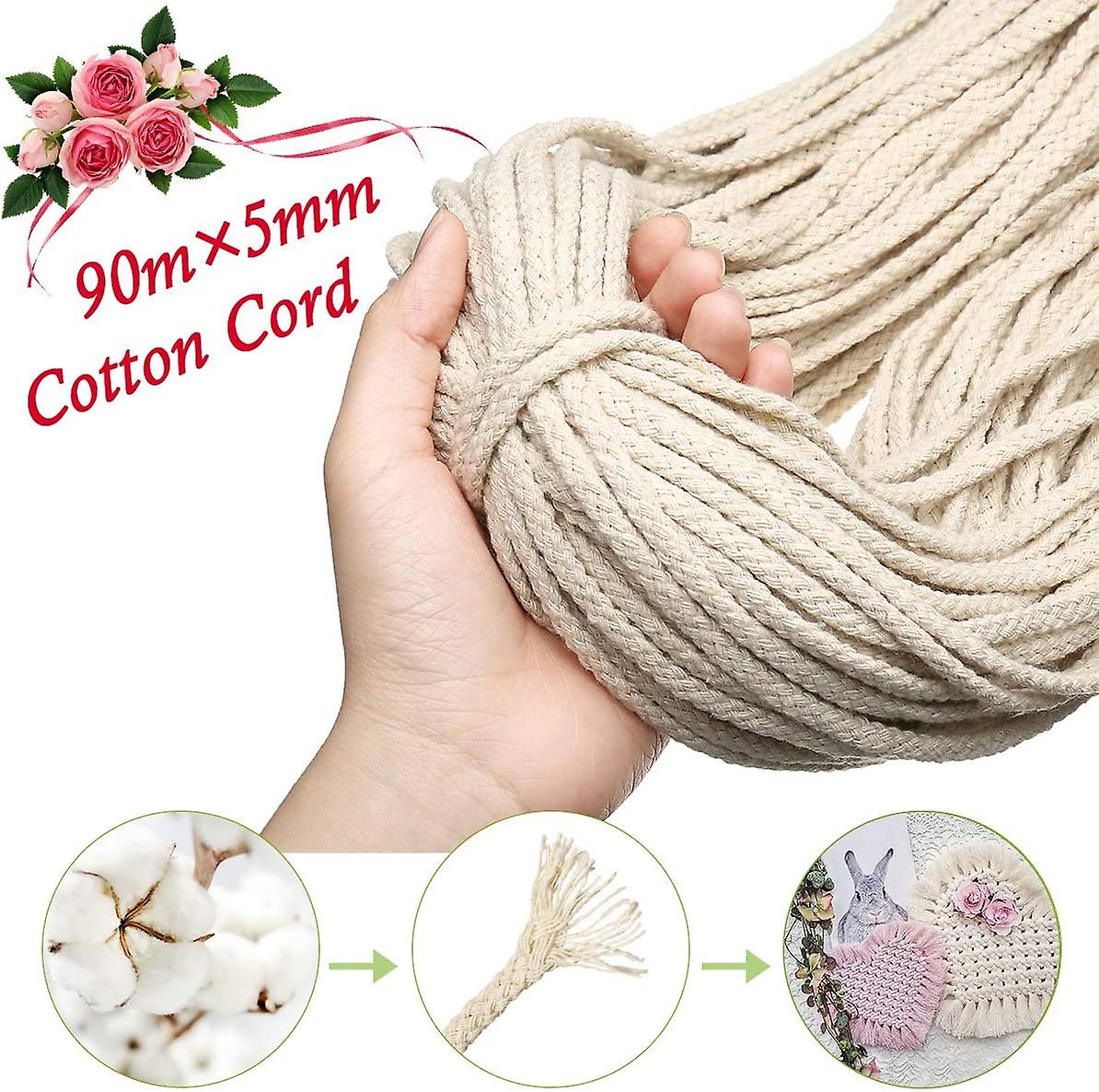 5 mm x 90 m Cotton for Macrame Decoration, Cotton Cord / Craft Thread, Cones, Hanging Operating Syst