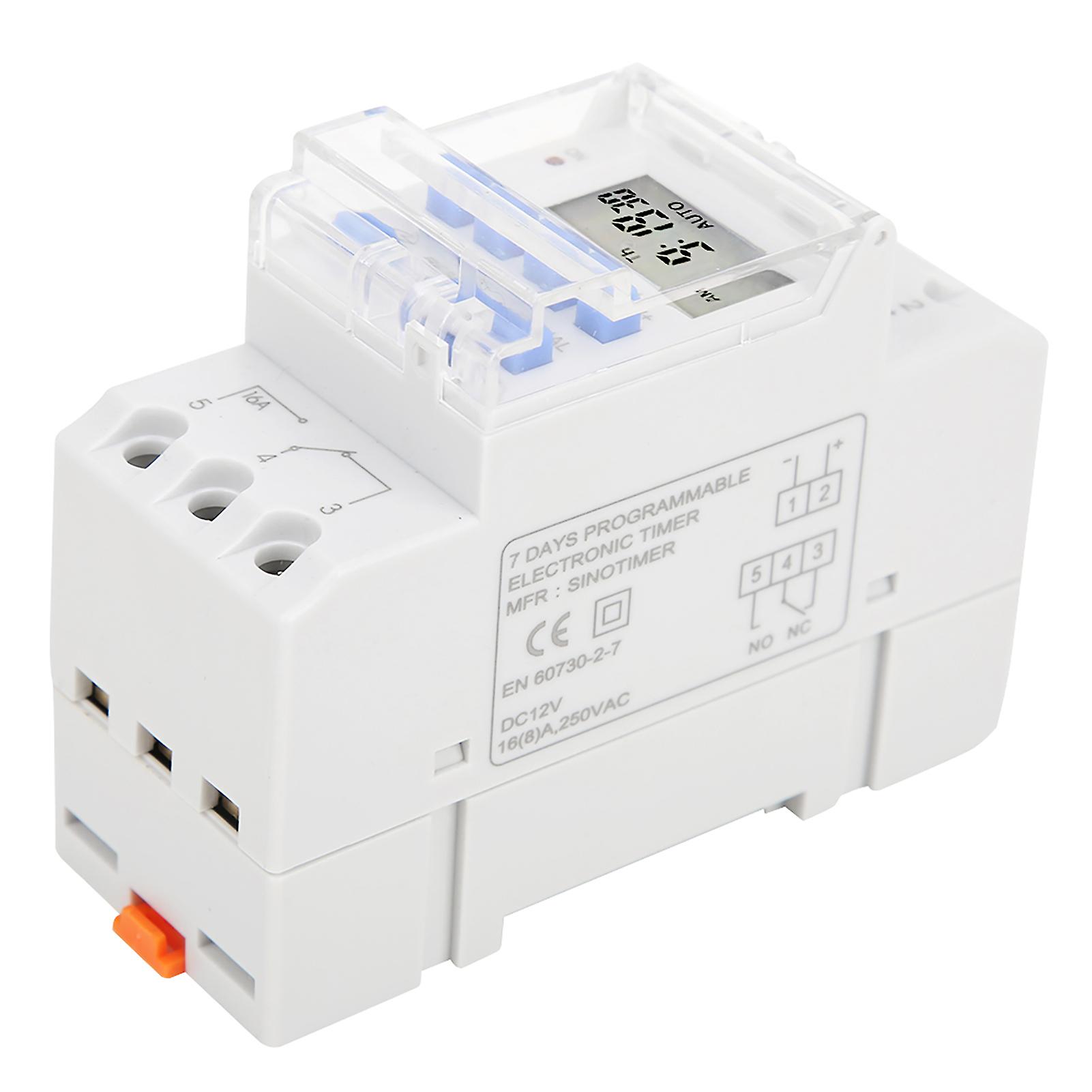 Weekly Timer Switch 12V DC 16A with LCD Display & Countdown Function