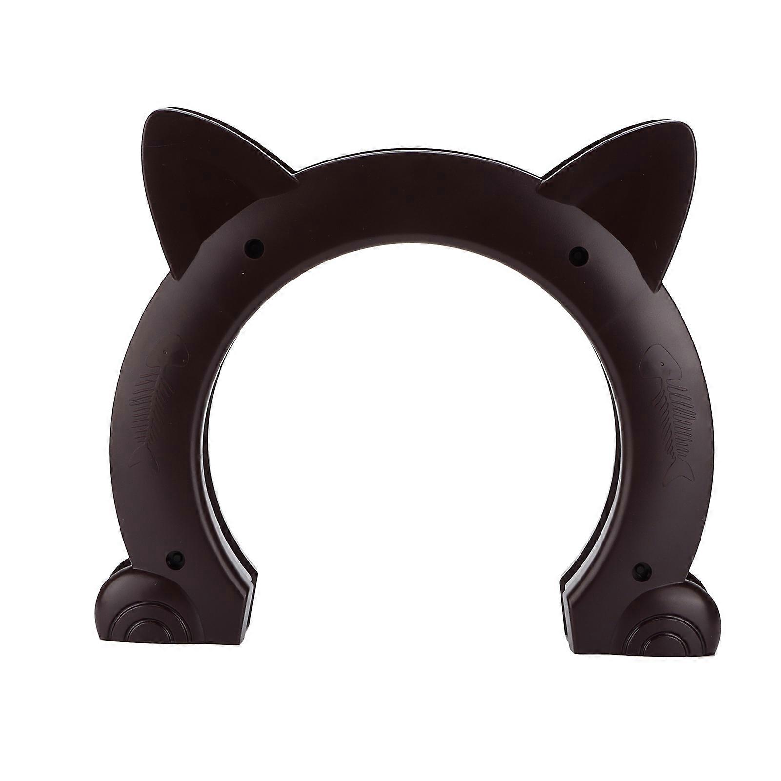 Cat Door Brown CatHead Shape Plastic Pass Through 22.5x26.5x5.5cm