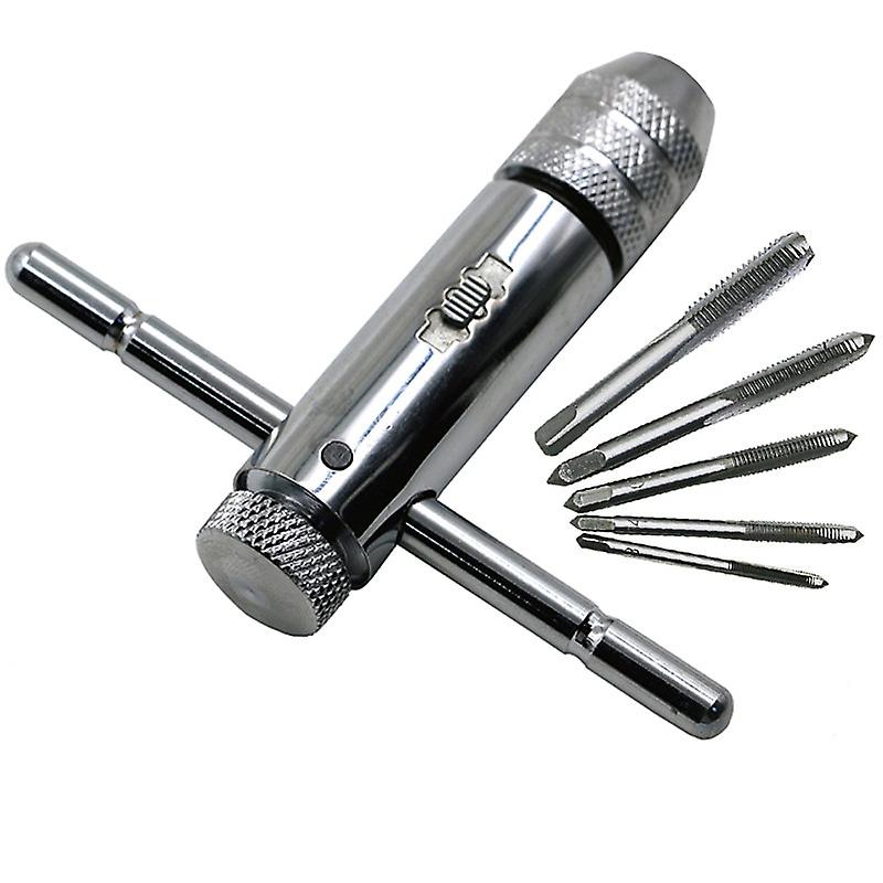 Drill Tap Adjustable Thandle Ratchet Holder Wrench Metal Tools For Cutting Outer Internal Thread Set