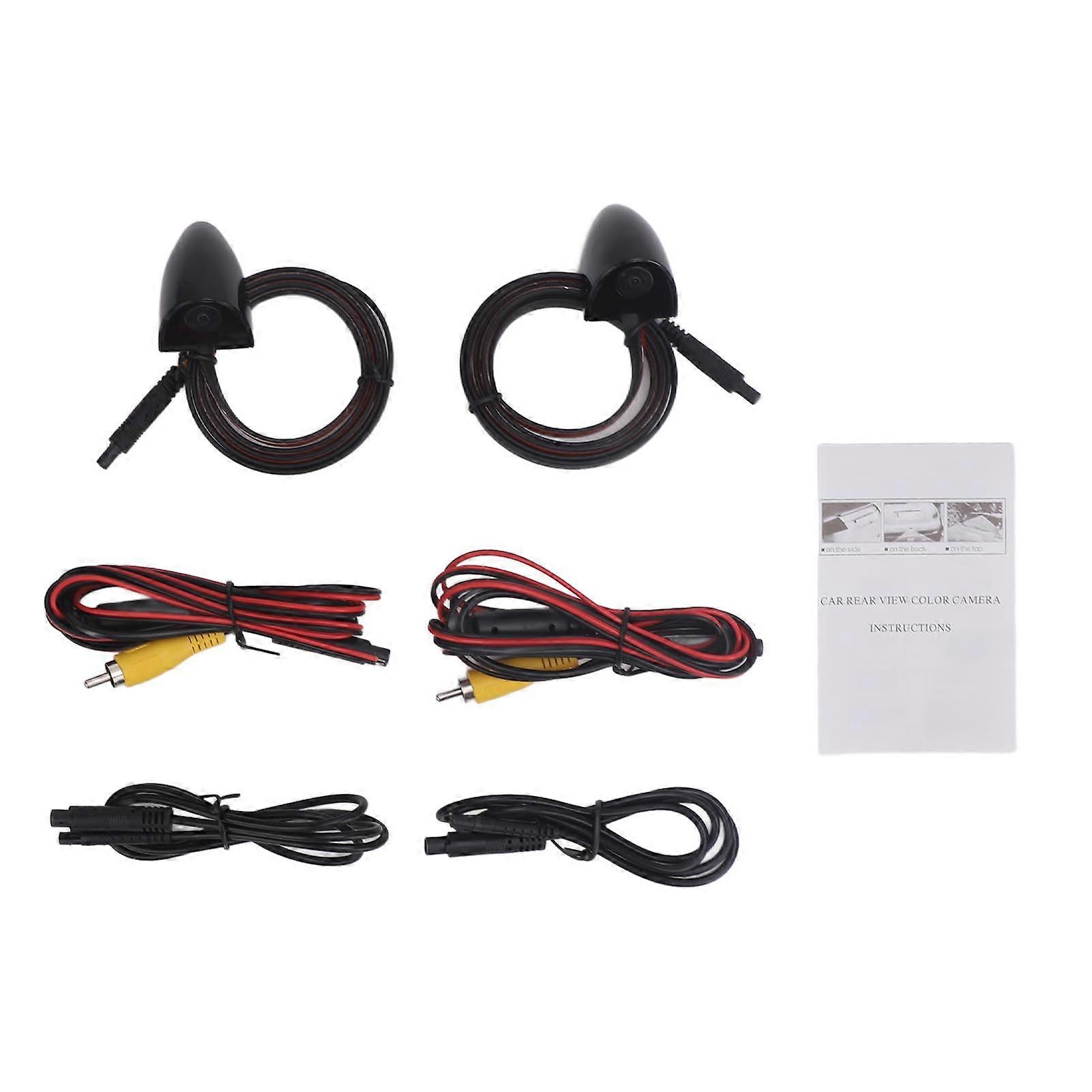 1 Pair Car Side View Camera AHD 1280 X 720 720P Wide Angle Waterproof Side View Reverse Back Up Camera for Vehicle DC12V Black NO.6680