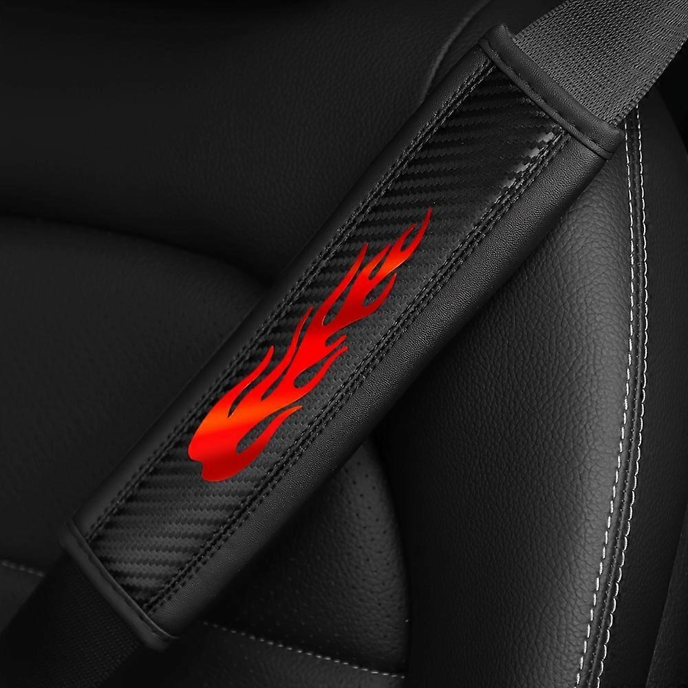 Carbon Fiber PU Leather Pattern Flame New Car Seat Belt Shoulder Protector Cover Insurance Belt