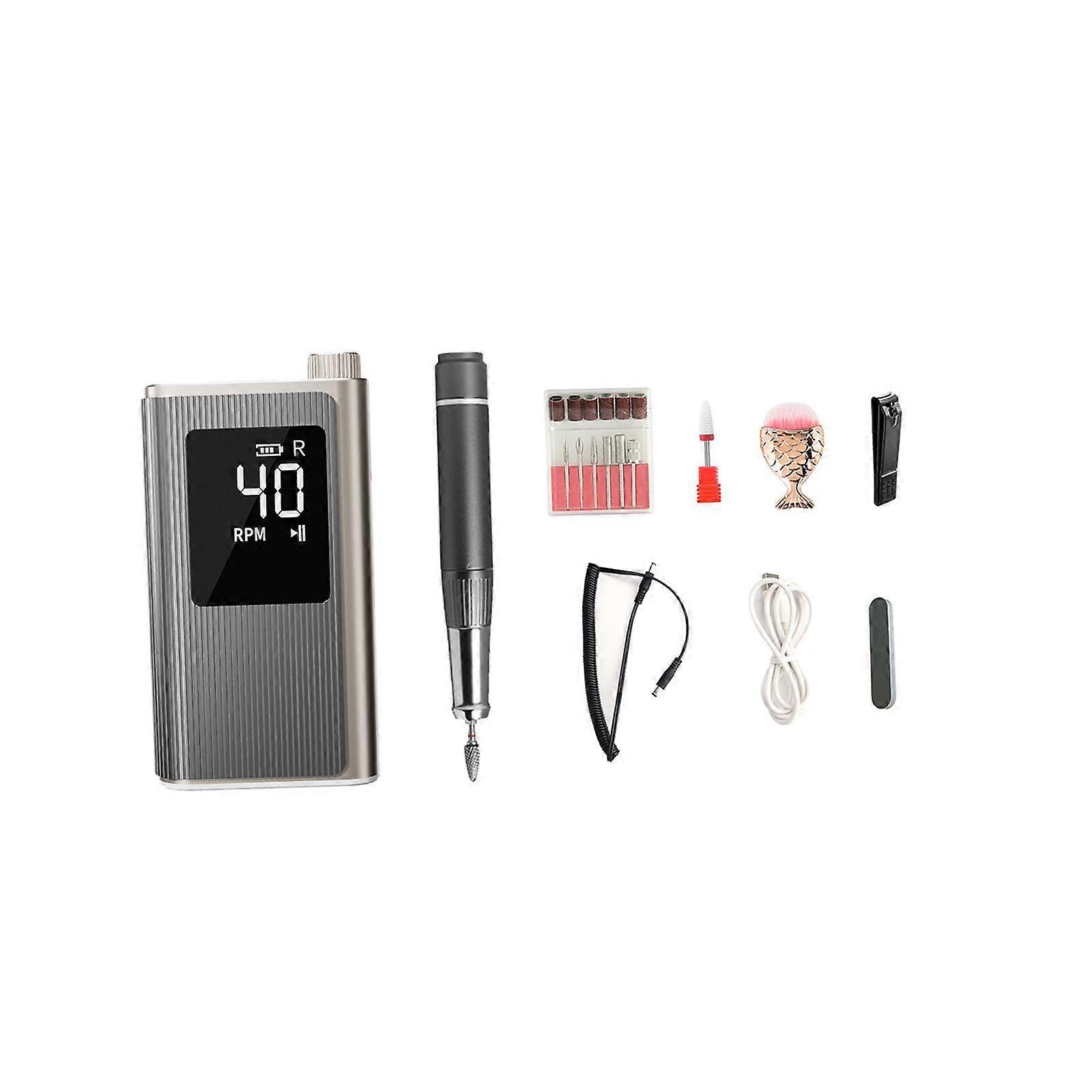 Trapano elettrico per unghie Lima per unghie compatta per rifilatura taglio lucidatura grigio