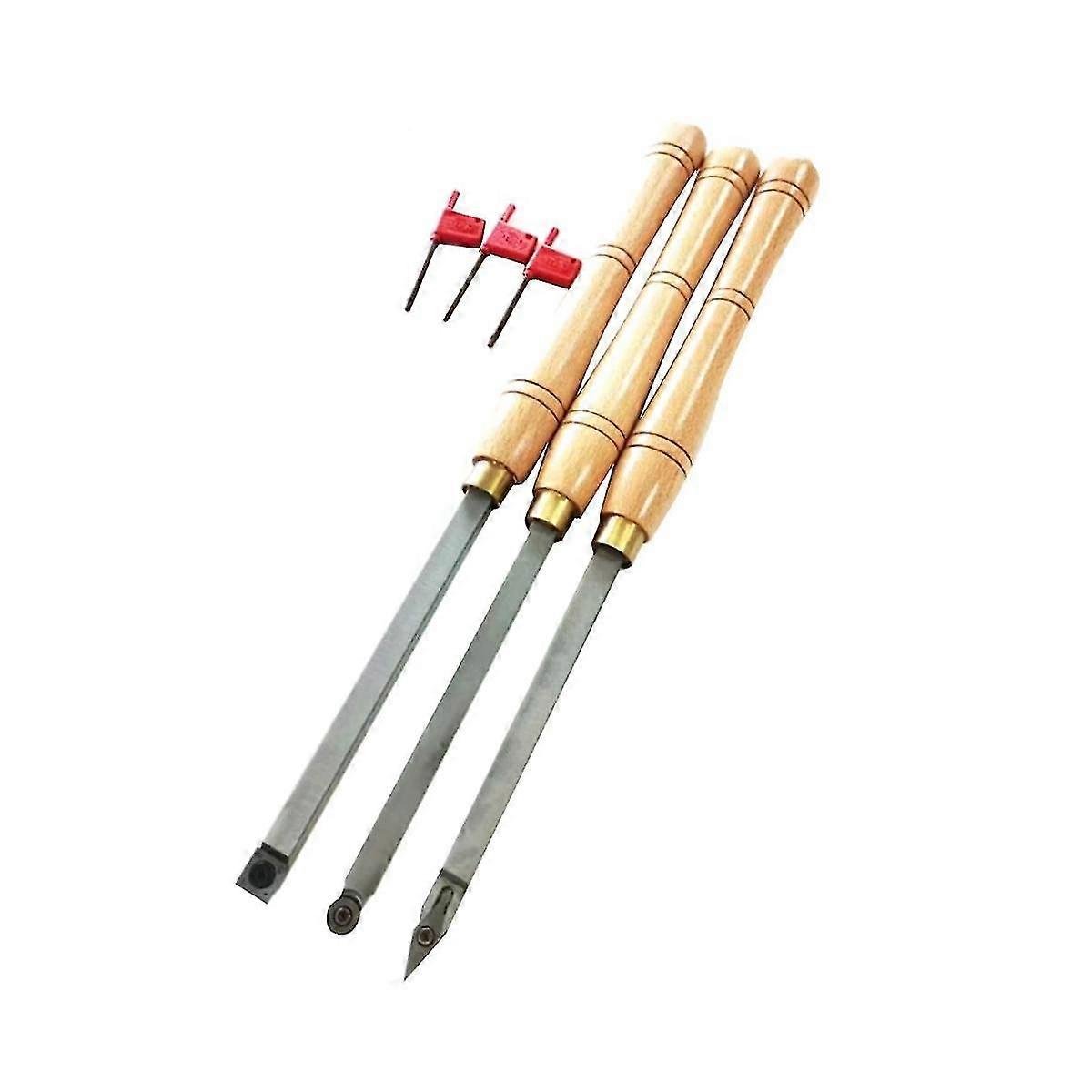 3 Pcs Carbide Tipped Wood Turning Tools -Beech Lathe Tool Wood Turning Lathe Accessory Handle Top S