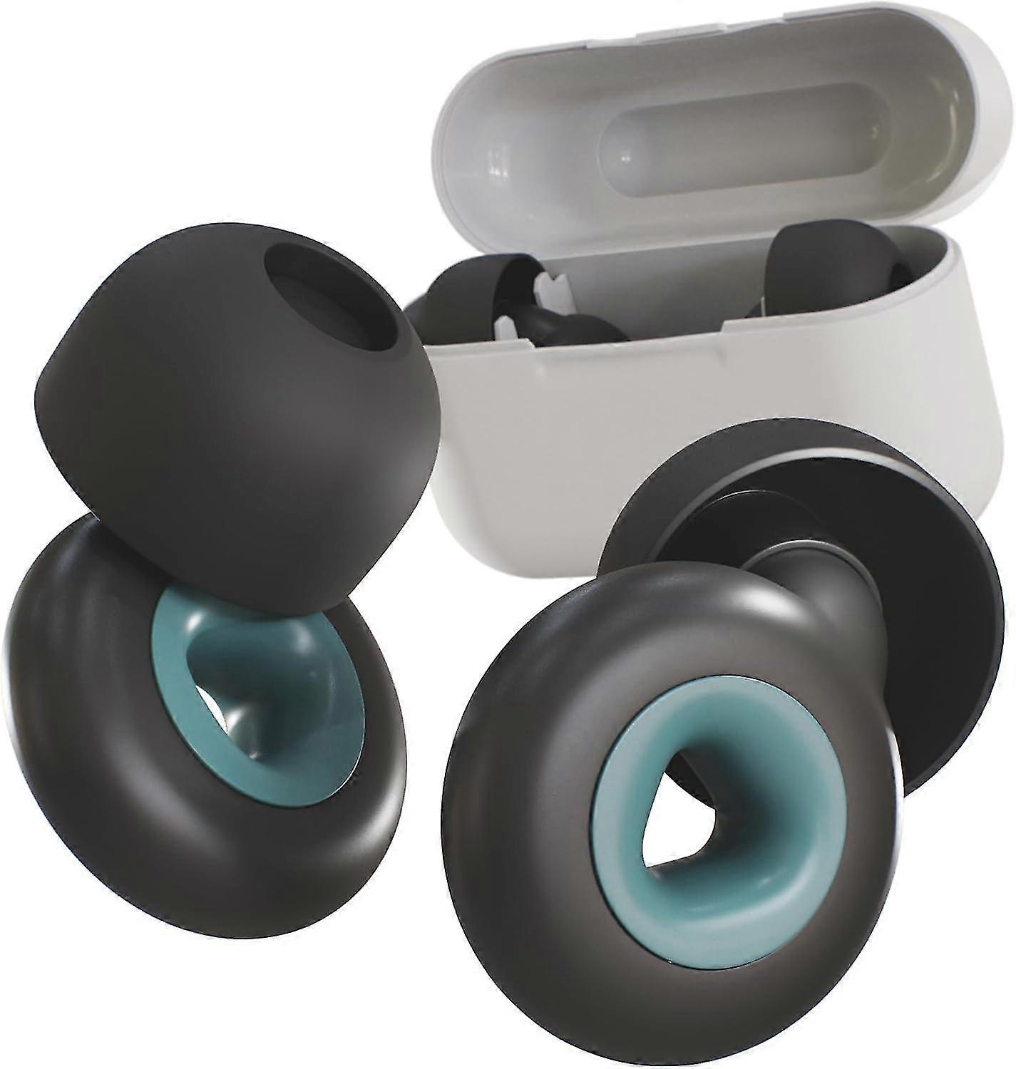 Silicone Sleeping Noise Ear Plugs. Noise Cancellation 32dB. For sleeping, swimming, studying, anti-snoring. (Black-Turquoise)