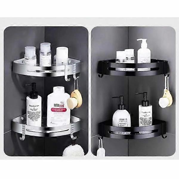 2 pcs Storage Toilet Drain Shower shelf black