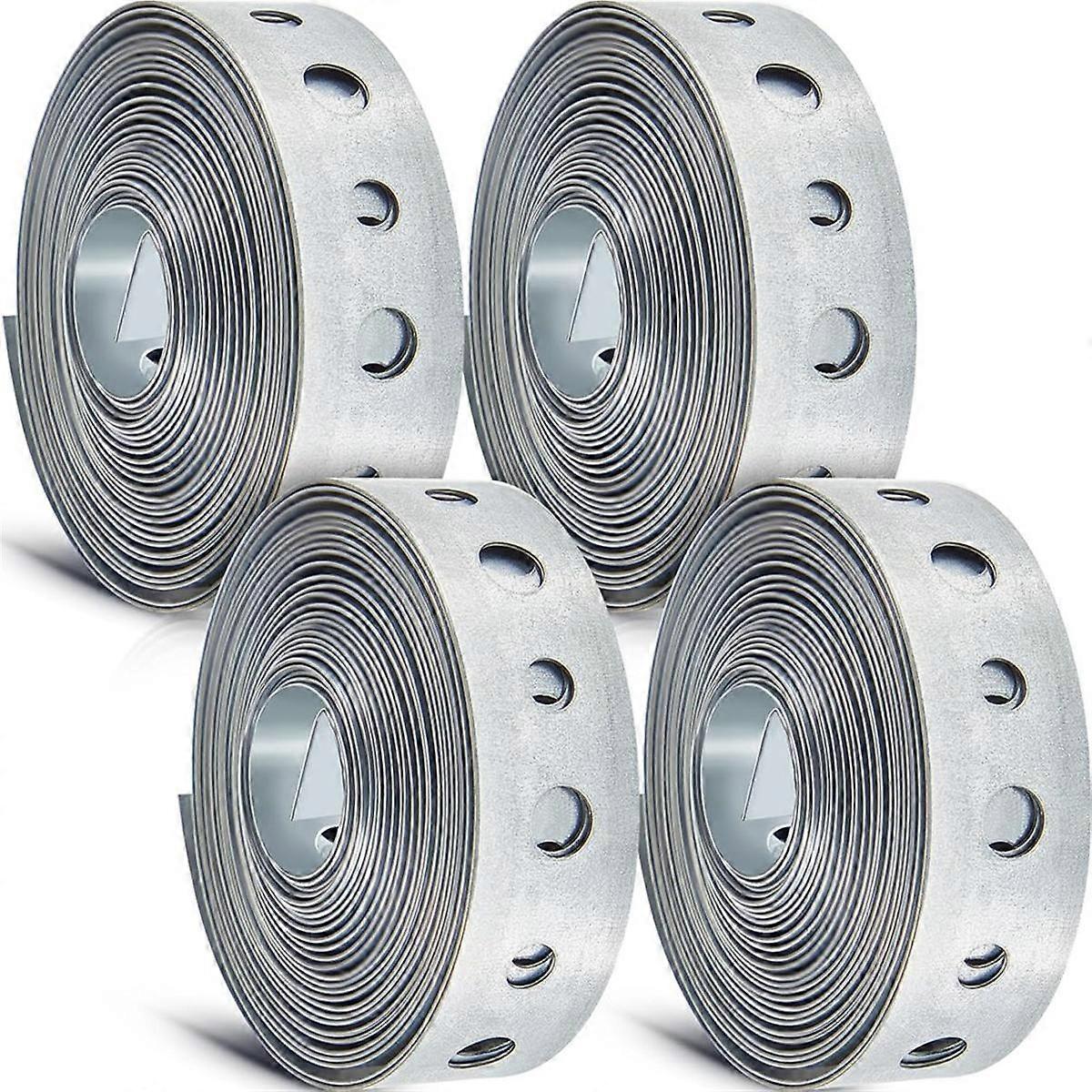 4 Pcs Galvanized Hanger Strap Metal Strapping with Holes Pipe Hanger for Pipe Supports Hanging, 10