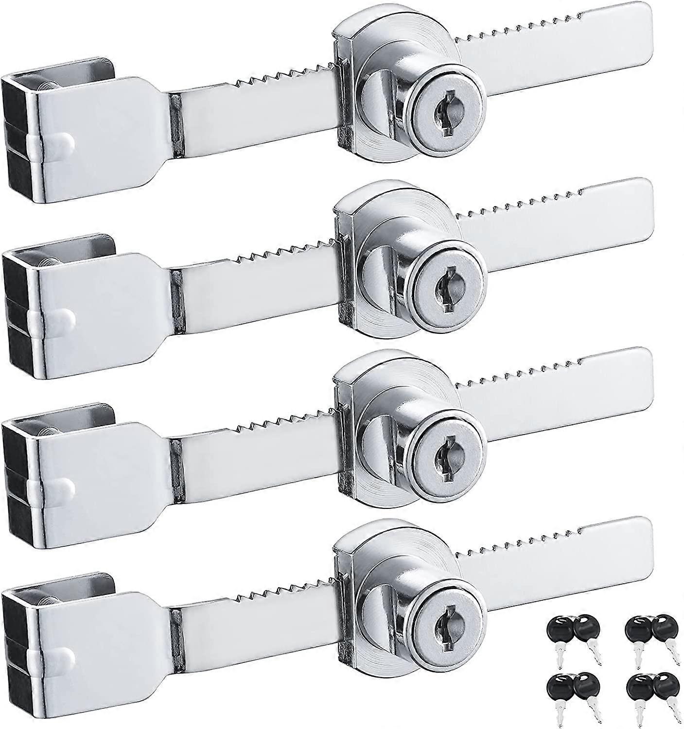 Set of 4 Sliding Glass Door Locks Chrome Finish Keyed Alike (Small)