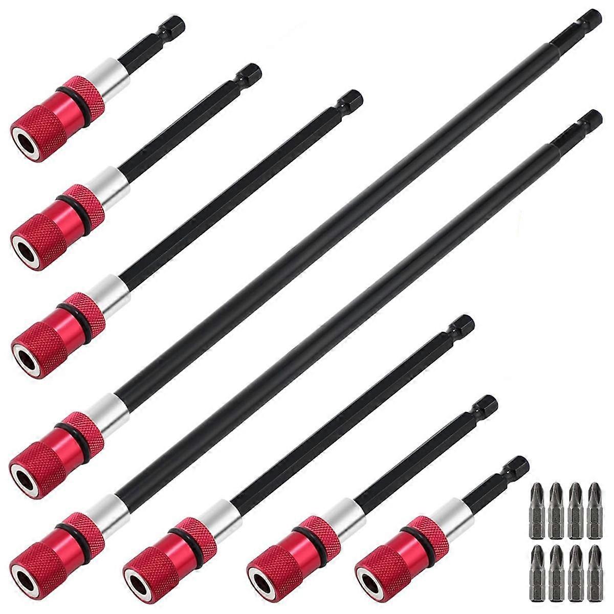 8Pcs Drill Bit Extension Set Magnetic Drill Extension Bit Holder Drill Bit Extender 1/4 Inch Hex Bit Holder with 8 Bits