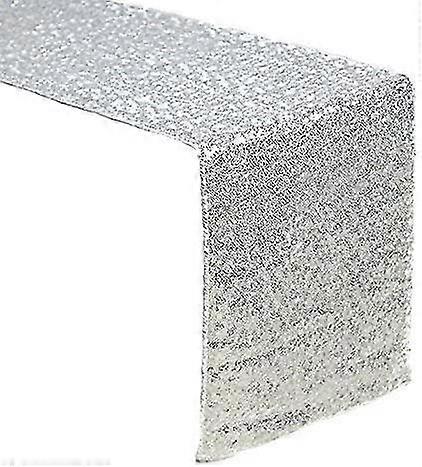 Sequin Table Runners Silver-12x108in Glitter Silver Table Runner