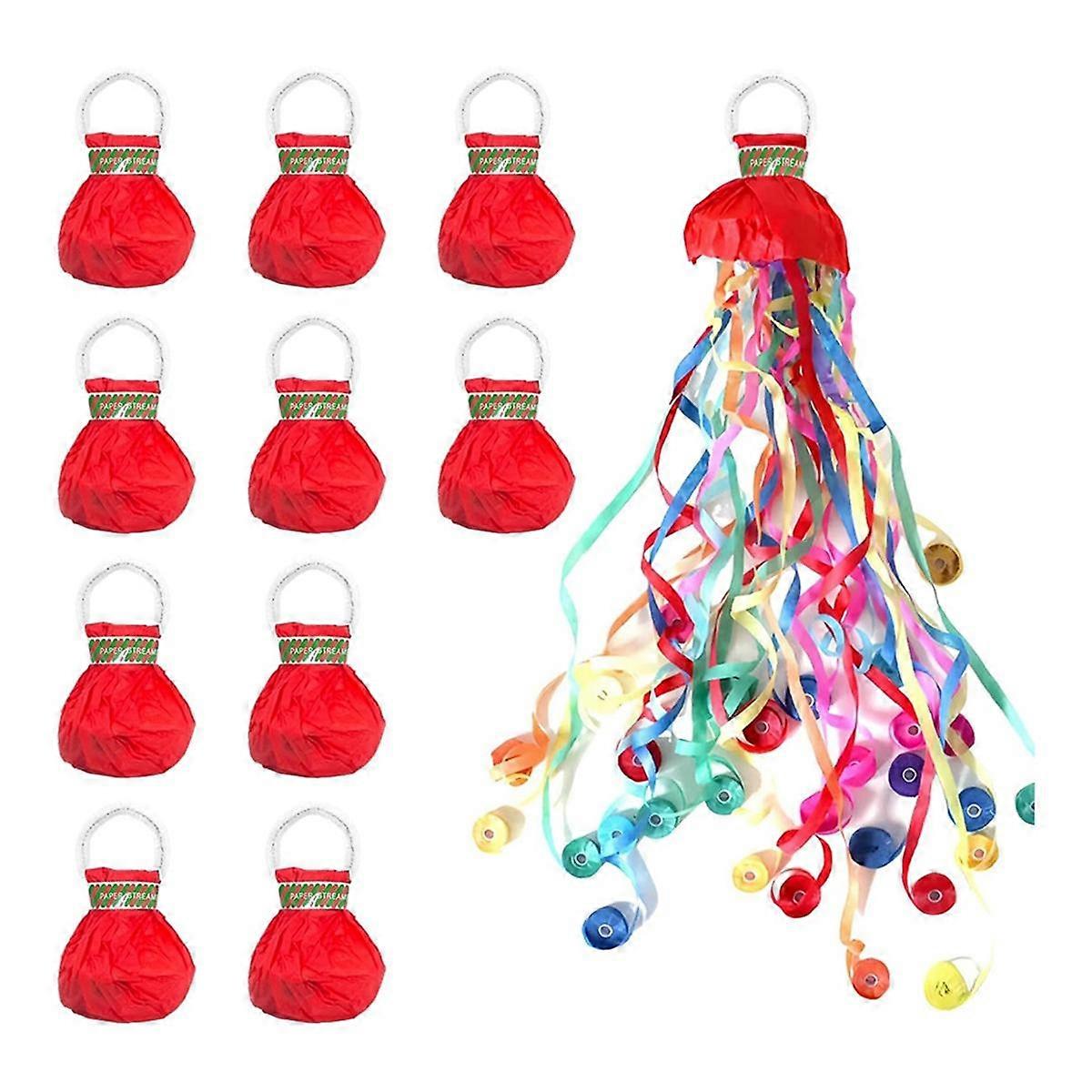 10Pack Streamers Popper Hand Throw Streamers No Mess Confetti Magic Paper Cracker for Celebration B