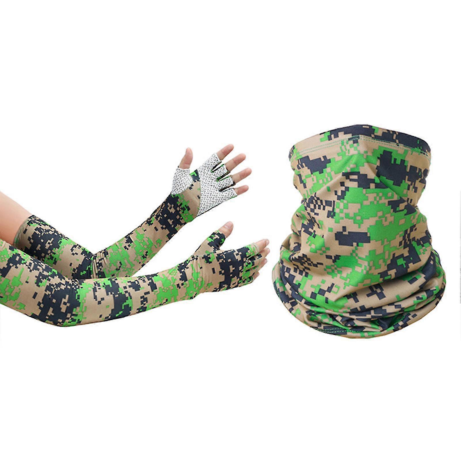 غطاء الوجه الأكمام الذراع مجموعة النساء الرجال تنفس الحماية من أشعة الشمس للتخييم ركوب الدراجات الجري Mounteering الصيد