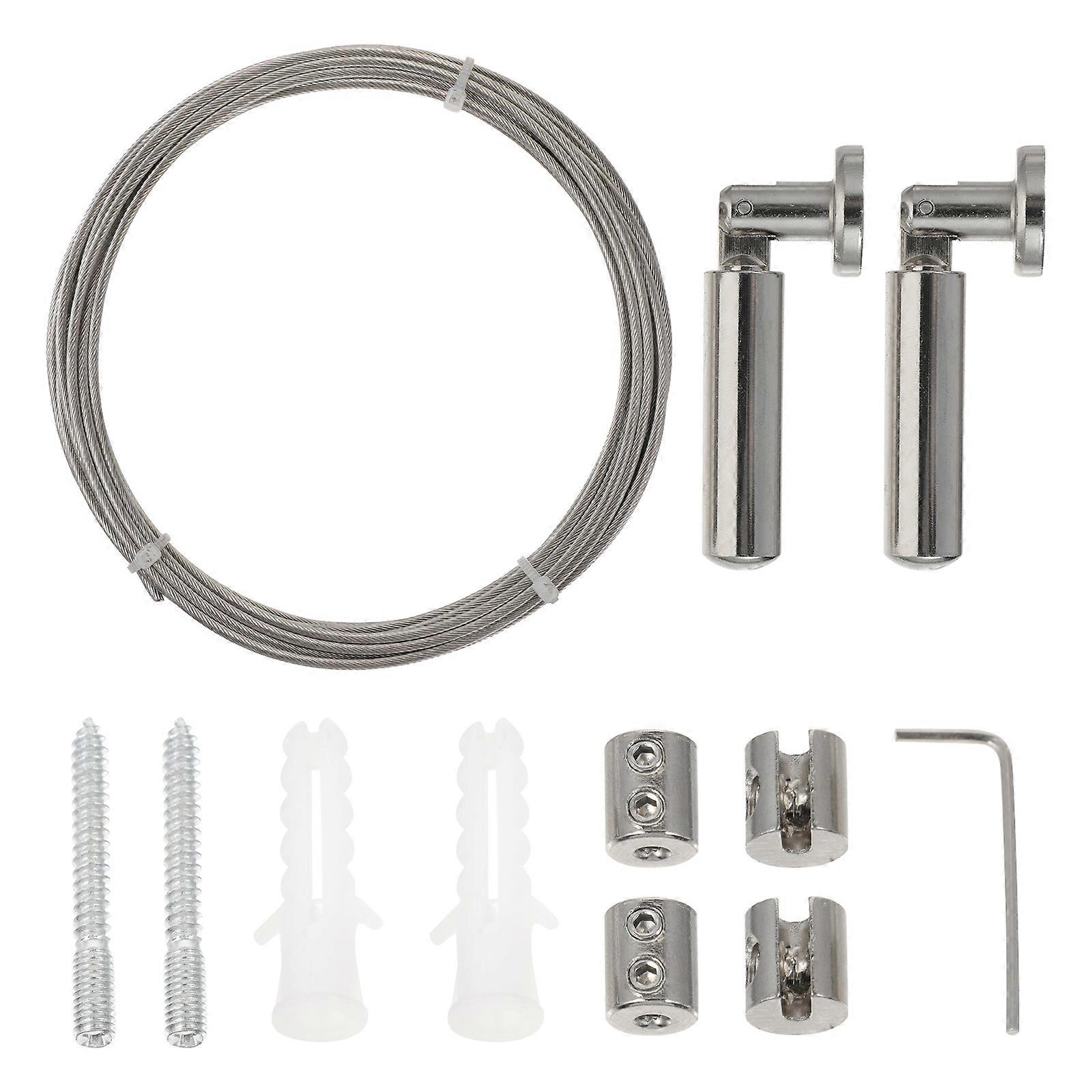 1 Set 5M Stainless Steel Clothes Hanging String Curtain Drape Wire Rod Set