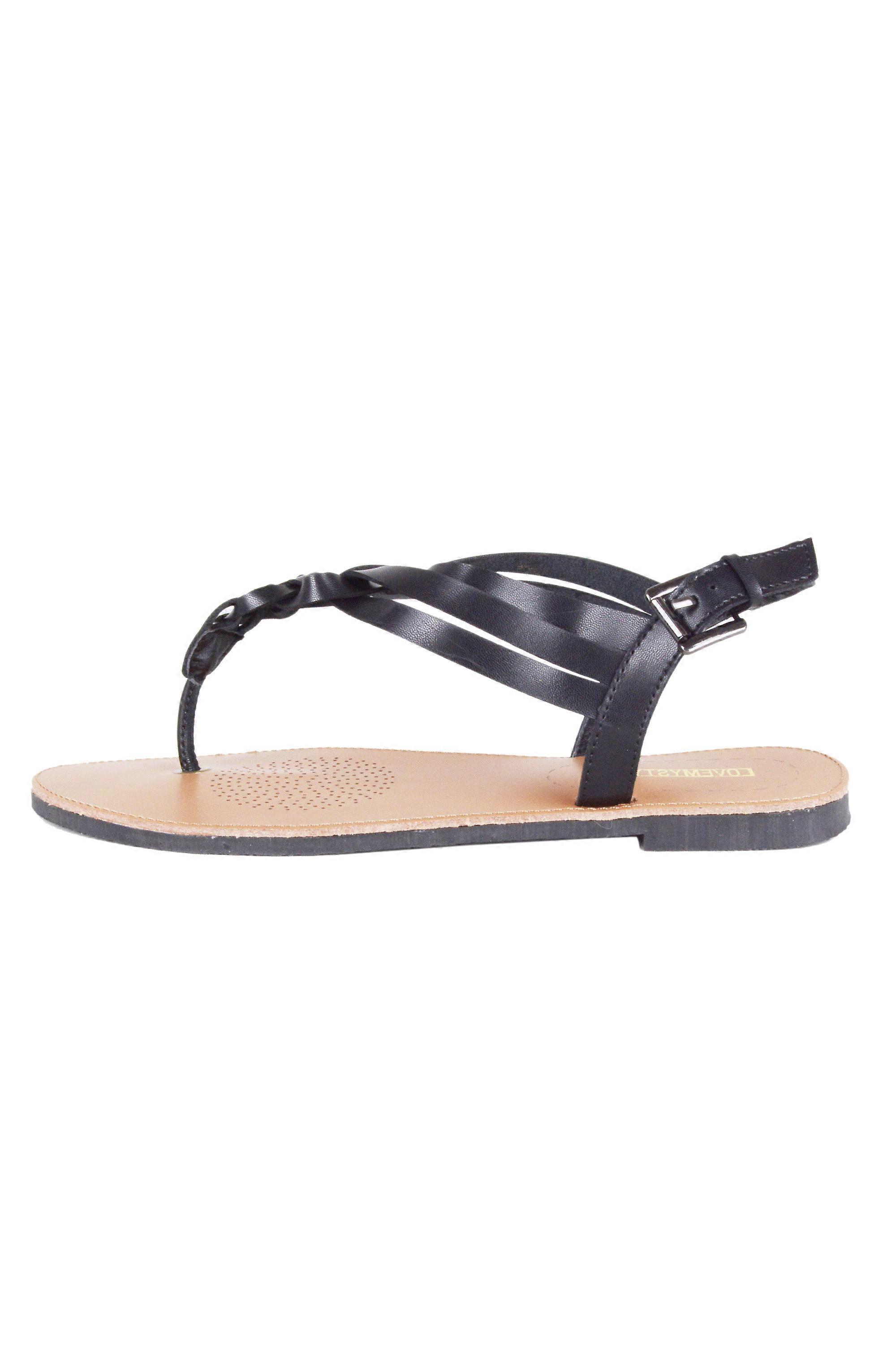 Lovemystyle Black Plaited Toe Post Flat Sandal