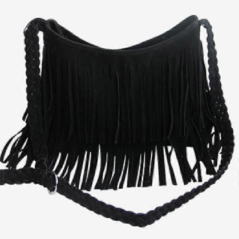 Women s Fringed Leather Shoulder Bag with Adjustable Knitting Strap Soft Ethnic Style PU Messenger Bag Solid Color New